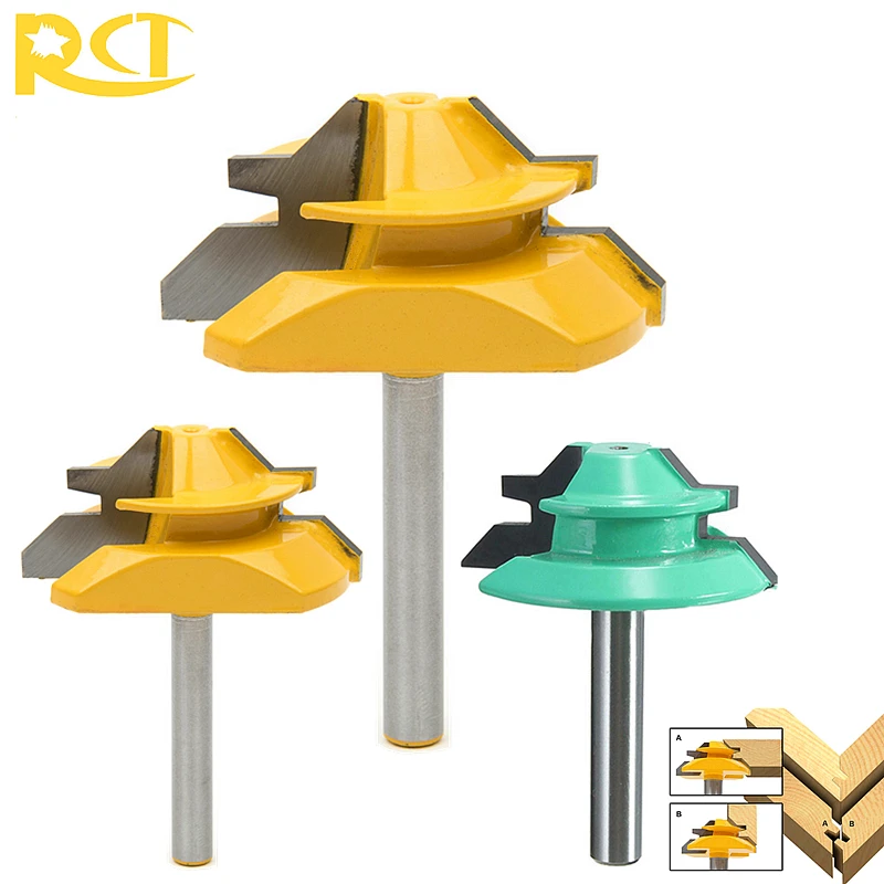 

RCT 1/4'' Shank Lock Miter Router Bit 45 Degree Milling Cutters Wood Tenon Cutter For MDF Plywood Carpenter Woodworking Tools