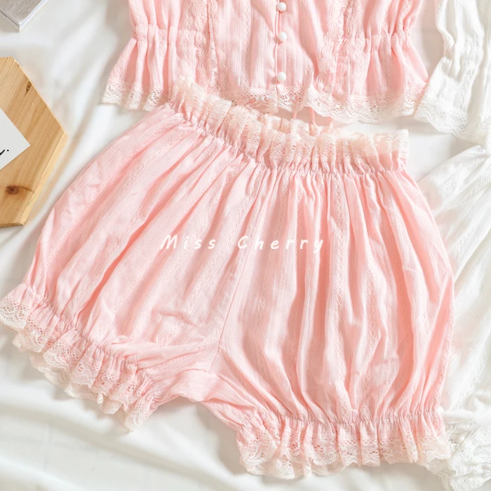 Пикантный милый женский хлопковый кружевной жилет на бретельках и шорты