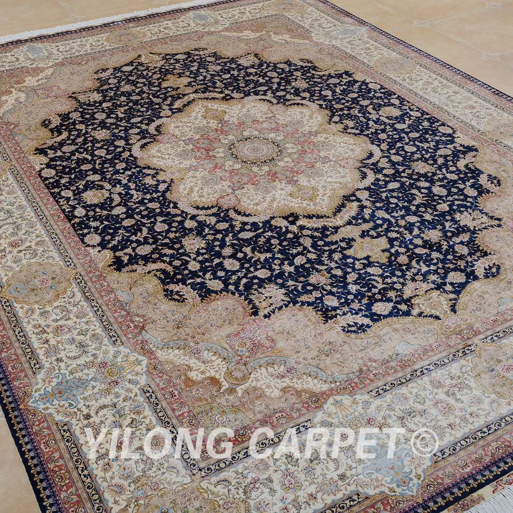 Koop Yilong 9'x12 'Traditionele Klassieke Handgemaakte Kleed Grote Vantage Zijde Perzisch Tapijt (0826)