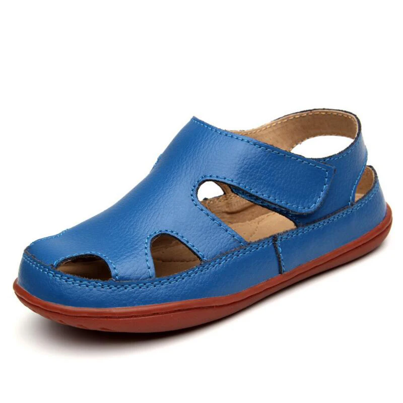 Сандалии из натуральной кожи для мальчиков и девочек детская обувь Нескользящие