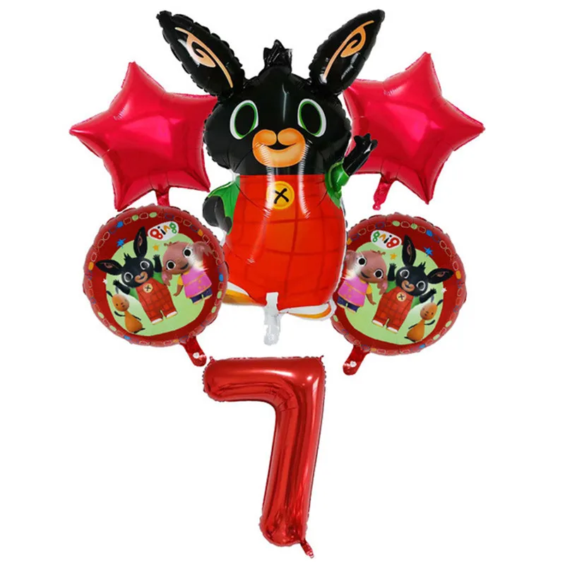 6 шт. Bing Bunny воздушные шары из фольги Мультяшные животные кролик шар 30 дюймов номер ребенок 1 9 день рождения Декор поставки игрушки