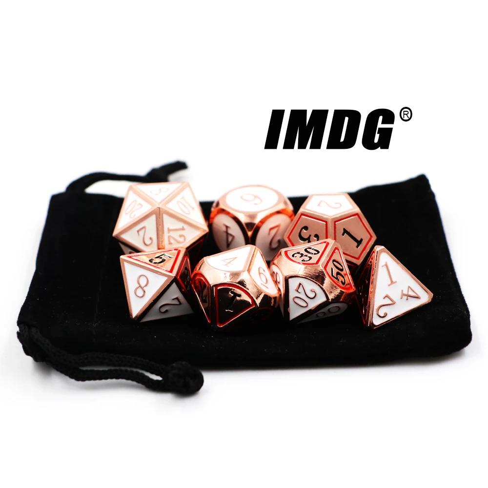IMDG 7 шт./компл. креативные игровые кубики RPG многогранные металлические DND с эмалью