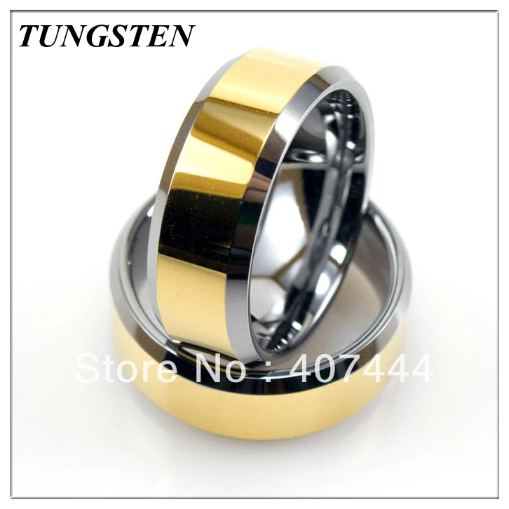YGK JEWELRY 10 шт./лот 8 мм Золотое вольфрамовое двухцветное кольцо с высокой
