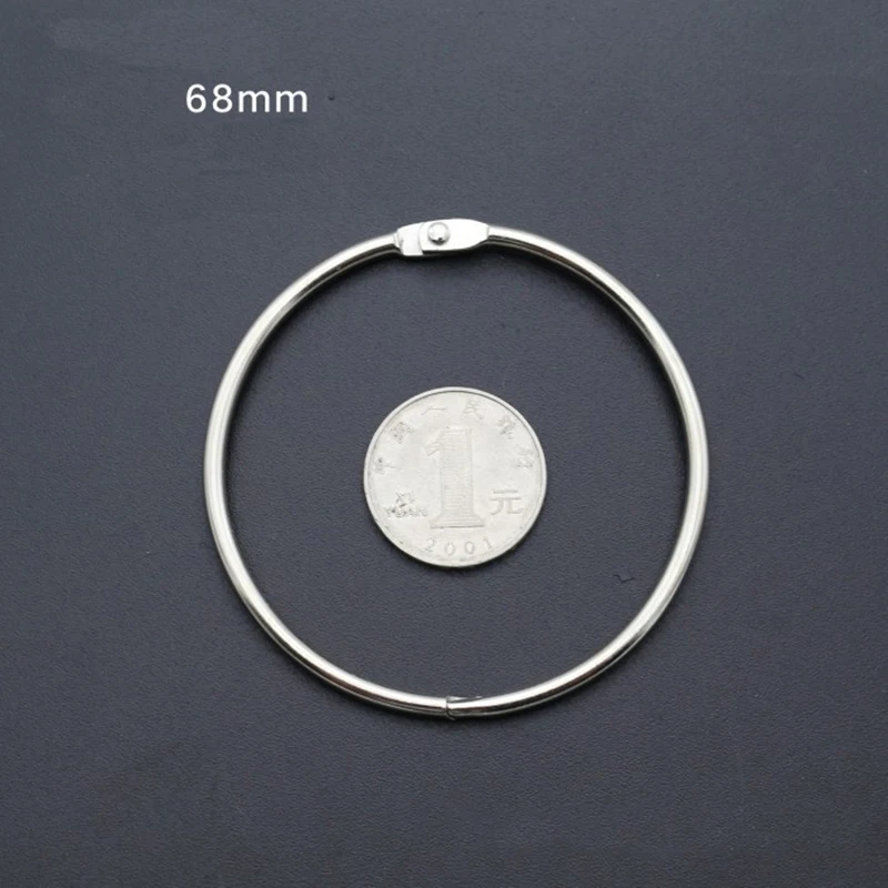 68mm 5 шт. металлический вкладыш, книжный переплет, шарнирное кольцо, привязка, брелок, канцелярский альбом, Биндер из металлических колец, настольный календарь, круг - Цвет: 68mm