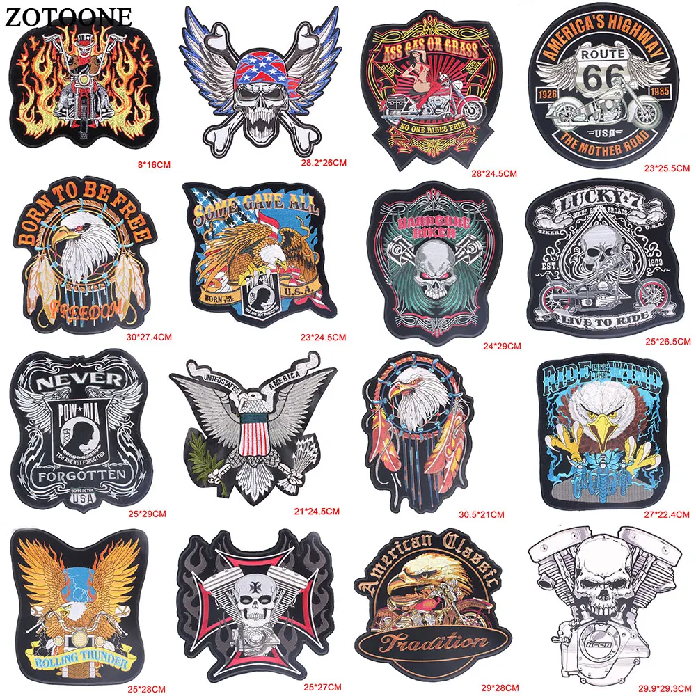Модные большие байкерские мотоциклетные нашивки ZOTOONE с вышивкой в стиле панк-рок