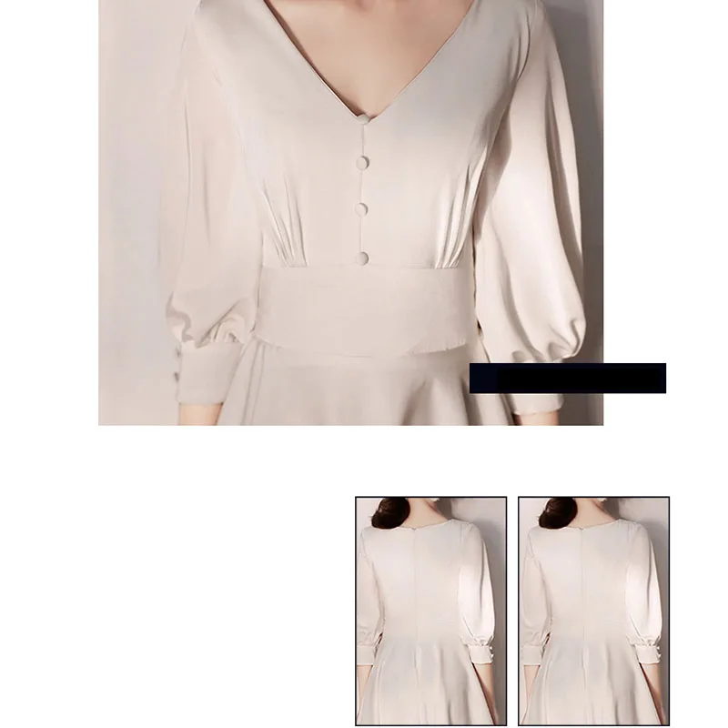 Женское вечернее мини платье с рукавами фонариками v образным вырезом и высокой