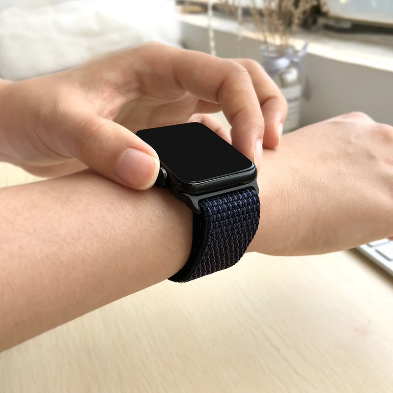 Ремешок для наручных часов Apple Watch Series 5/4/3/2/1 38 мм 42 мм мягкий нейлон в едином положении во время занятий легкой атлетикой, correa, дышащая поверхность спортивные петли для наручных часов iwatch, 5 4 40 мм 44 мм