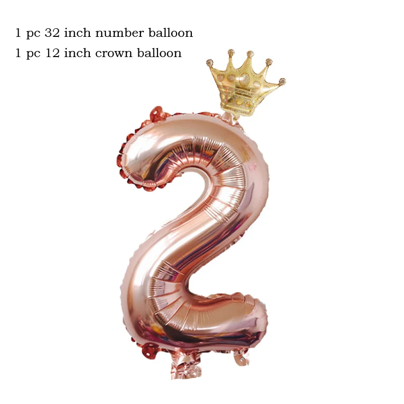 32 дюйма из розового золота с цифрами числами Фольга воздушные шары мини Золотая