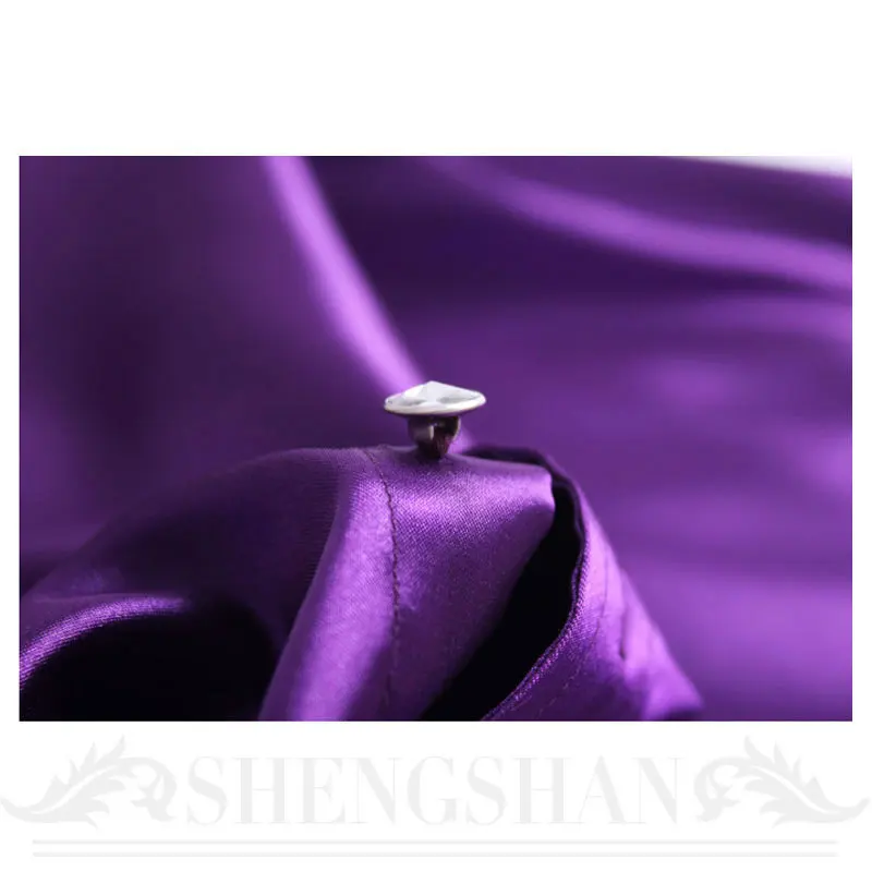 Мужская атласная рубашка фиолетовая формальная повседневная приталенная для