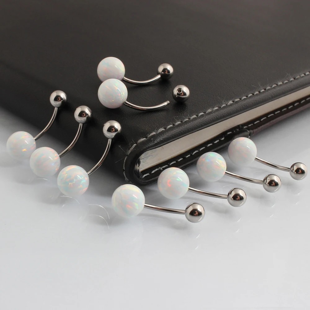 Кольцо для пирсинга живота из нержавеющей стали с опалом 8 мм | Украшения и