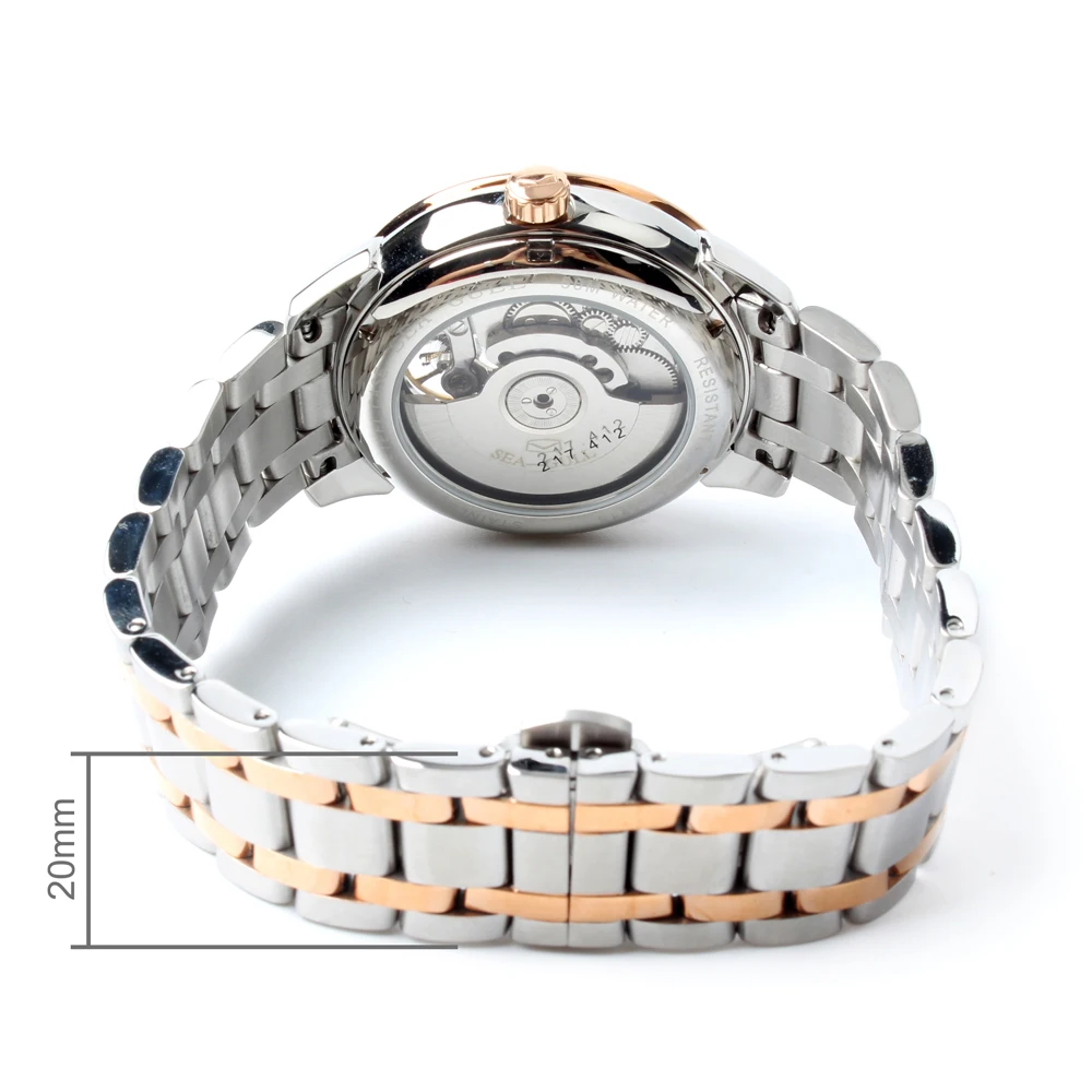 Мужские двухцветные автоматические часы Seagull гильошированные деловые с