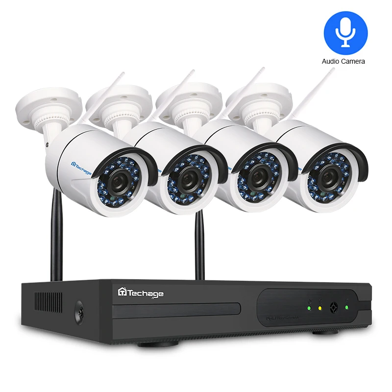 Techage 4CH 1080 P беспроводная 2 ТБ NVR CCTV система безопасности 2MP Wifi Аудио Звук IP камера P2P
