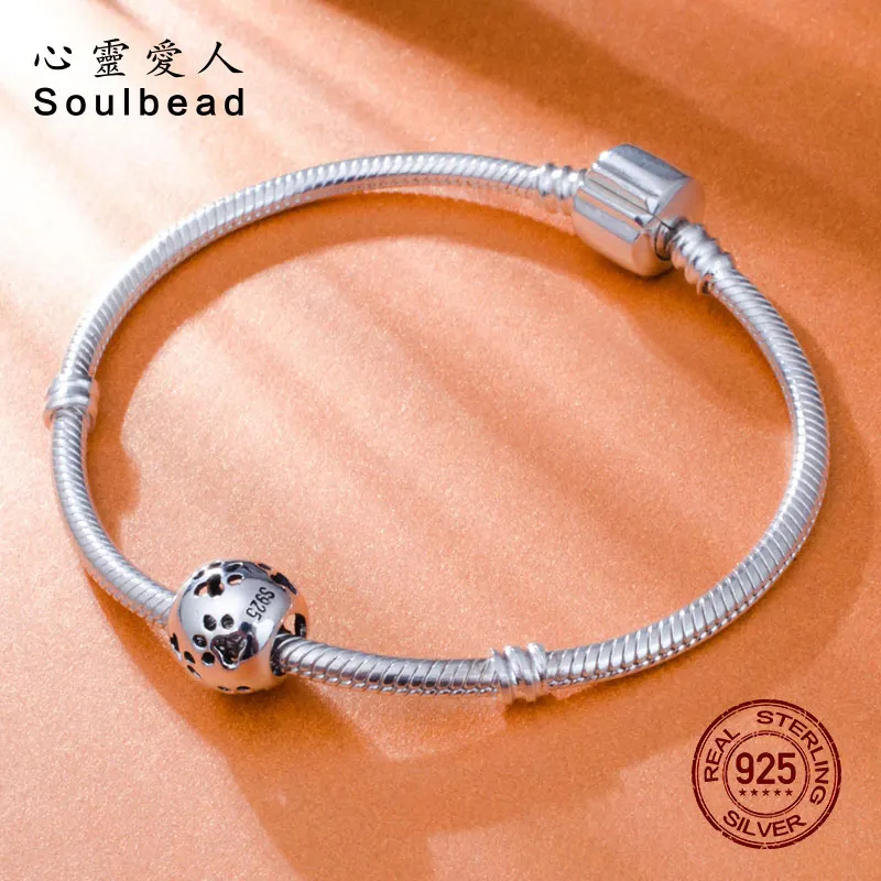 Soulbead Европейский 925 пробы серебро ажурные следы лап шарма бусины соответственные