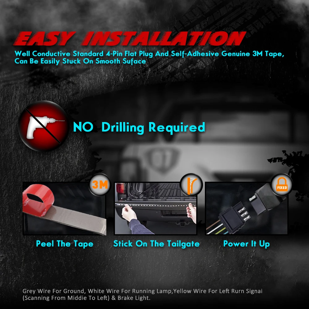 Светодиодный фонарь MICTUNING обновленный 60 &quot трехрядный для багажника автомобиля