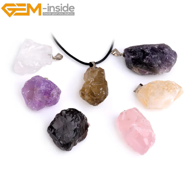 Натуральное сырье сырой ассорти кристалл камень кулон ожерелье для женщин