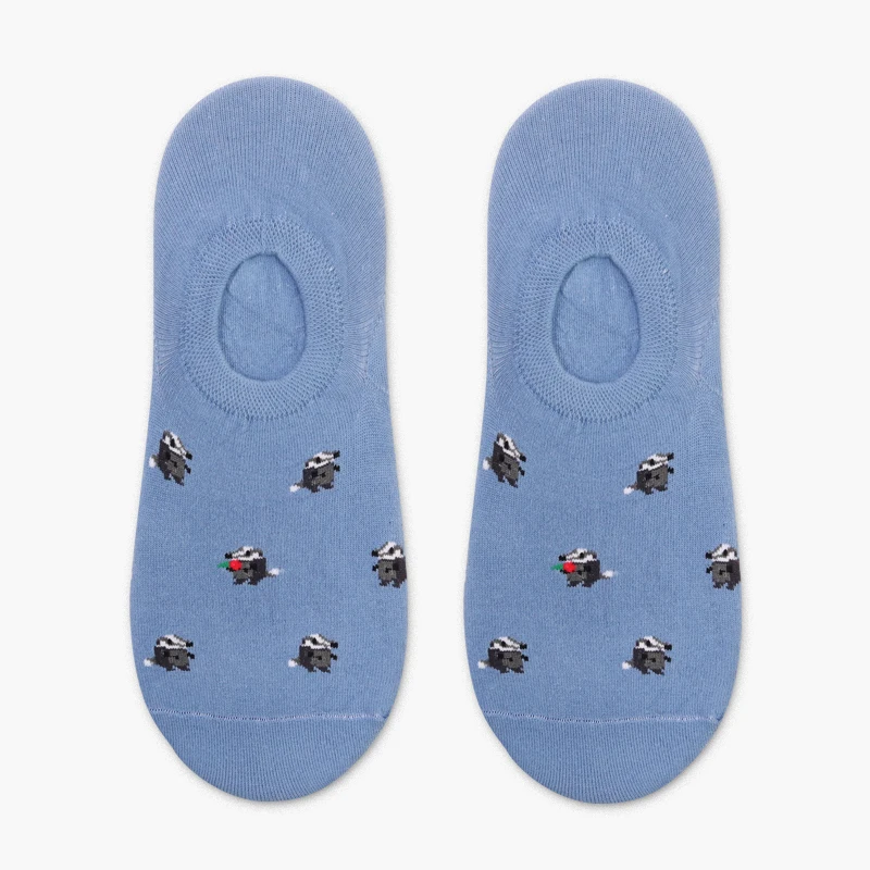 Blue Mole PEONFLY/мужские носки-башмачки модные забавные носки в полоску с рисунками животных, леопарда, птиц, Харадзюку, уличных коньков, носки с закрытым носком в стиле хип-хоп - Цвет: Blue Mole