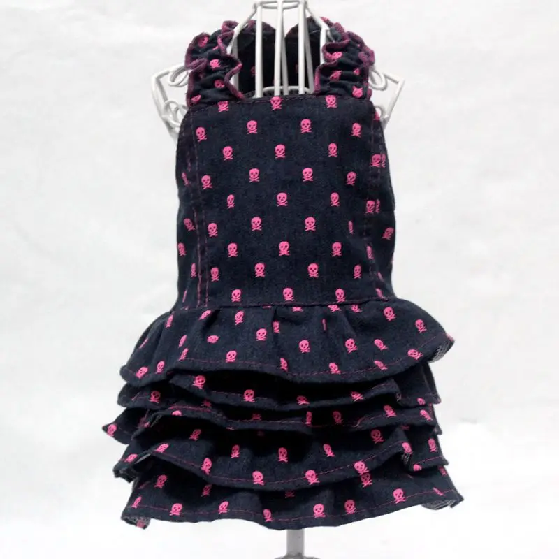 Летнее платье для собак щенков джинсовое чихуахуа йоркширского терьера милая