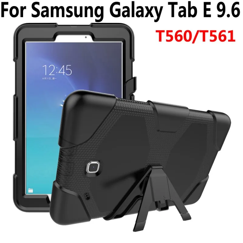 Защитный чехол для samsung Galaxy Tab E 9,6 T560 T561, силиконовый сверхпрочный безопасный чехол для планшета для samsung Tab E 9,6 T560 T561 - Цвет: Черный