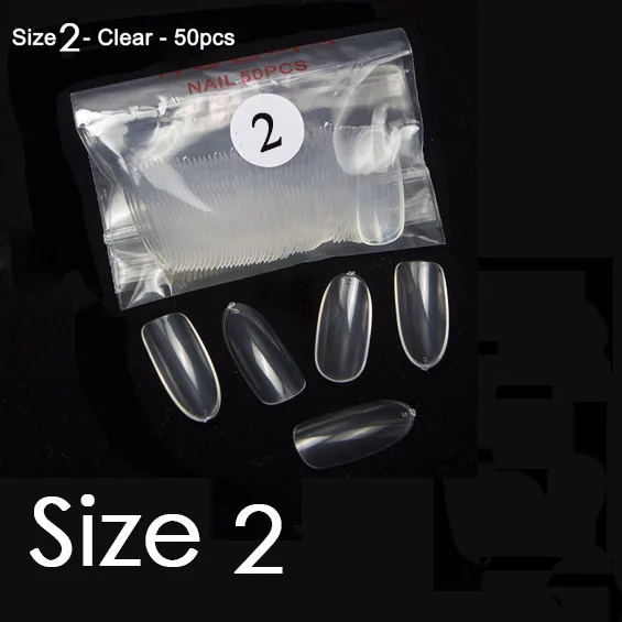 Clear Size 2 Tkgoes 50 шт./упак. продается отдельно; большие размеры 10, размеры размеры для детей 0, 1 2 3 4 5 6 7 8 9 накладные овальные накладные ногти Советы YW30-YW39 - Цвет: Clear Size 2