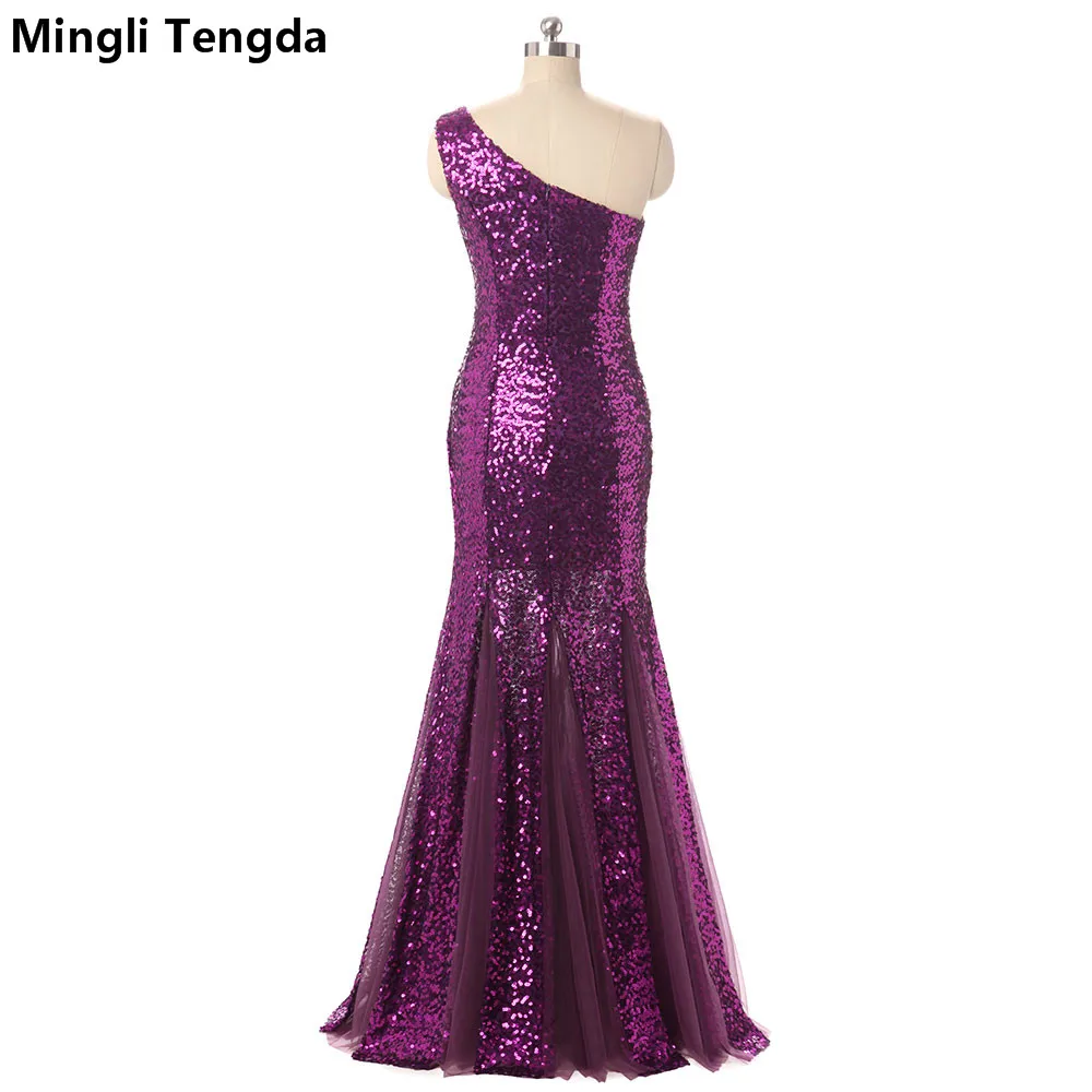 Mingli Tengda 2017 новые фиолетовые длинные вечерние платья на одно плечо сексуальное