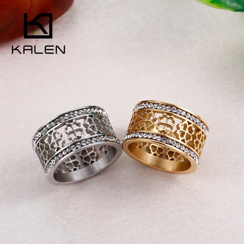 Kalen, золото и серебро, нержавеющая сталь, Anillos Mujer, богемные стразы, цветочные кольца для женщин, обручальные кольца, Женские Ювелирные изделия