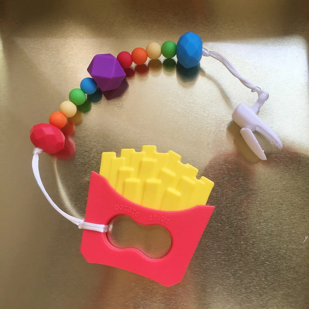 100% силиконовые чипсы для прорезывания картофеля соски ожерелье детских чипсов