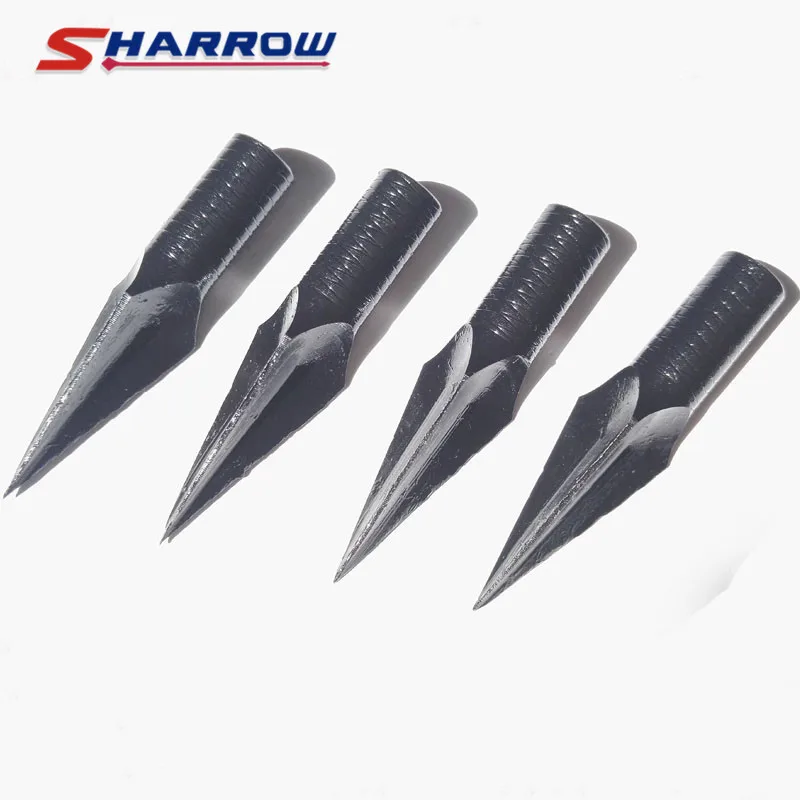6Pcs  Practice Shooting Hunting Arrowheads  Steel Black Archery Arrow Head Tips Point for 8mm Wood and Bamboo Arrows Accessories