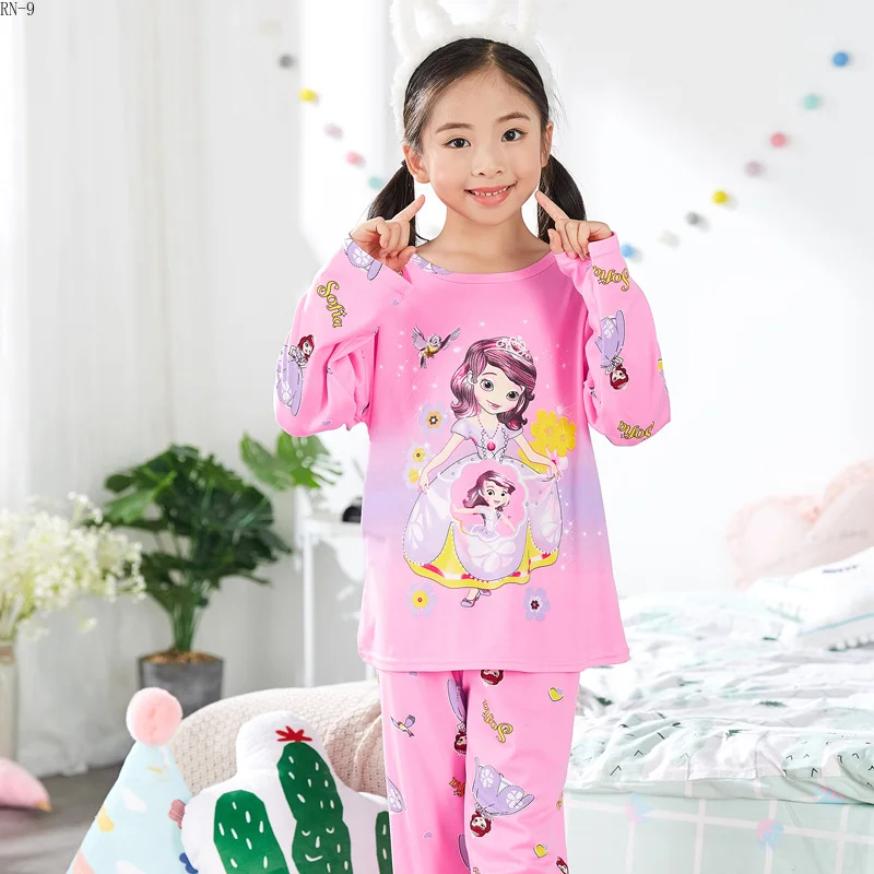 Новый детский Пижамный костюм для девочек с длинными рукавами весна-осень 2018