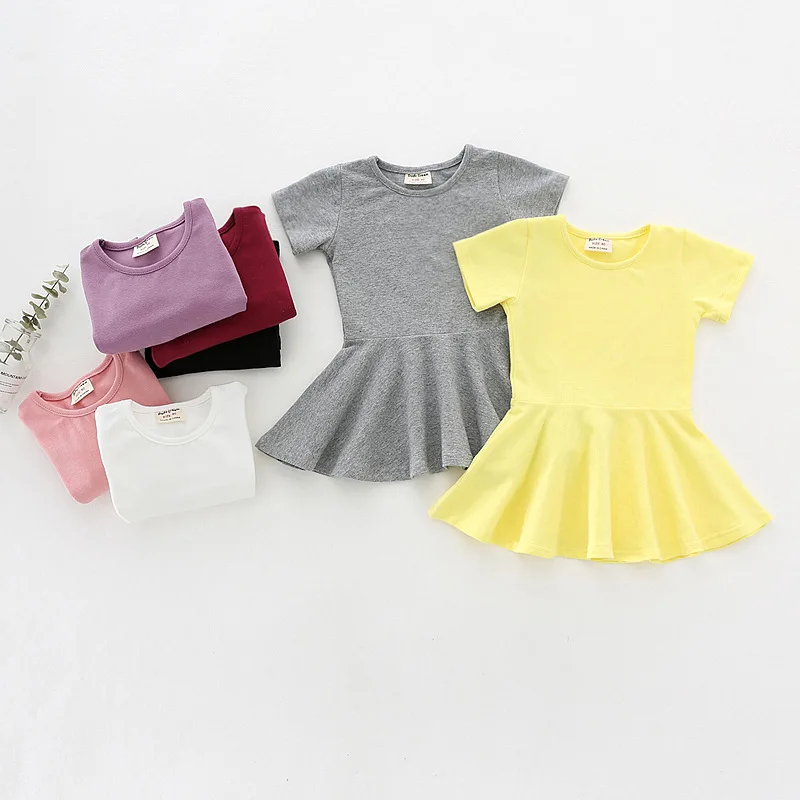 Kids Girls Cotton Ruffle Short Sleeved Dress Large Swing Baby Fashion Clothes | Детская одежда и обувь