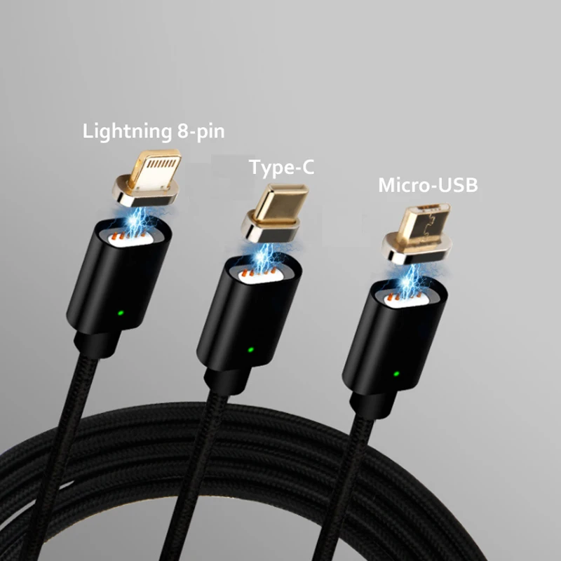 3 в 1 2 4a Магнитный нейлоновый Плетеный USB кабель мобильный телефон зарядный для