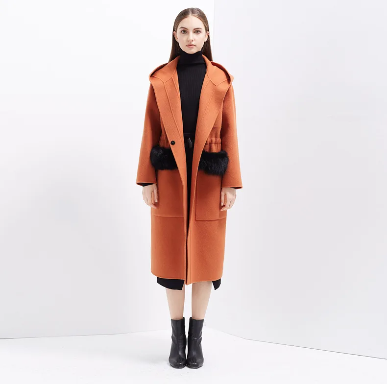 Top Tiger New Arrival Coat female spring Winter Wool 100% Women 2017 Large Real Picture Fur Packet Long Cashmere Outerwear | Женская