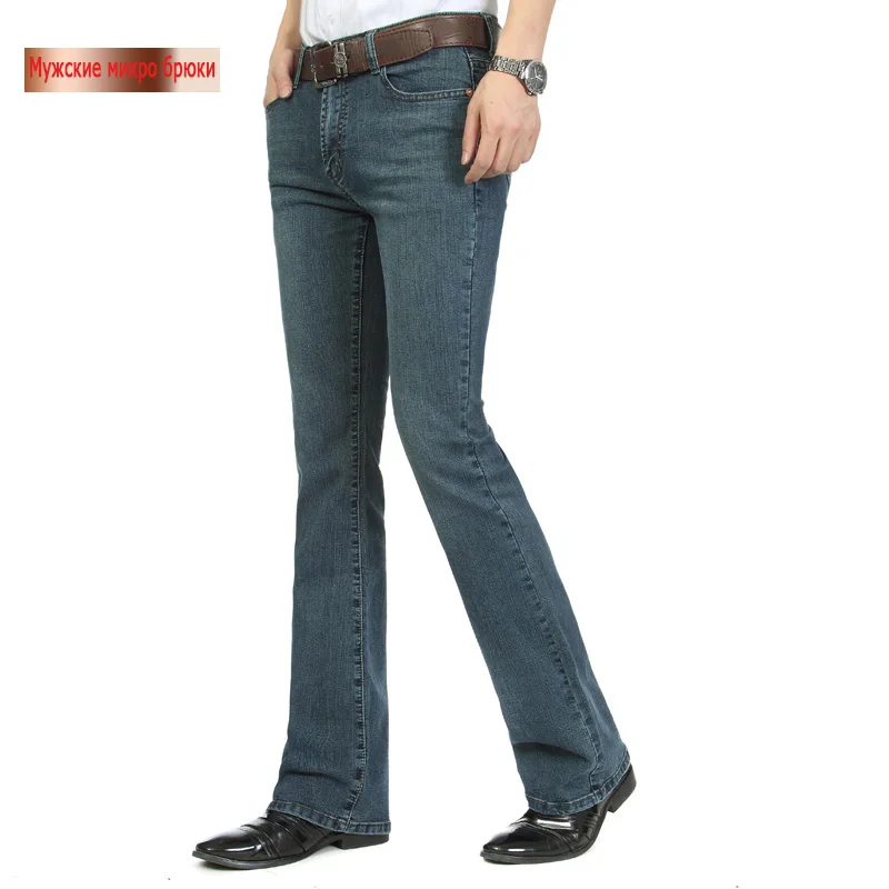 Новинка 2019 мужские повседневные синие джинсы в стиле Smart Bootcut деловые