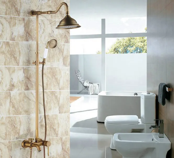 Винтажный Ретро античный латунный Одноручный рычаг для ванной комнаты 8 дюймов