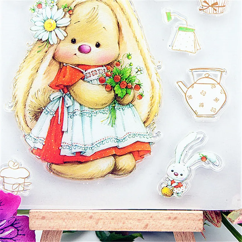 PANFELOU фартуки медведь девушка прозрачный силиконовый штамп/печать DIY