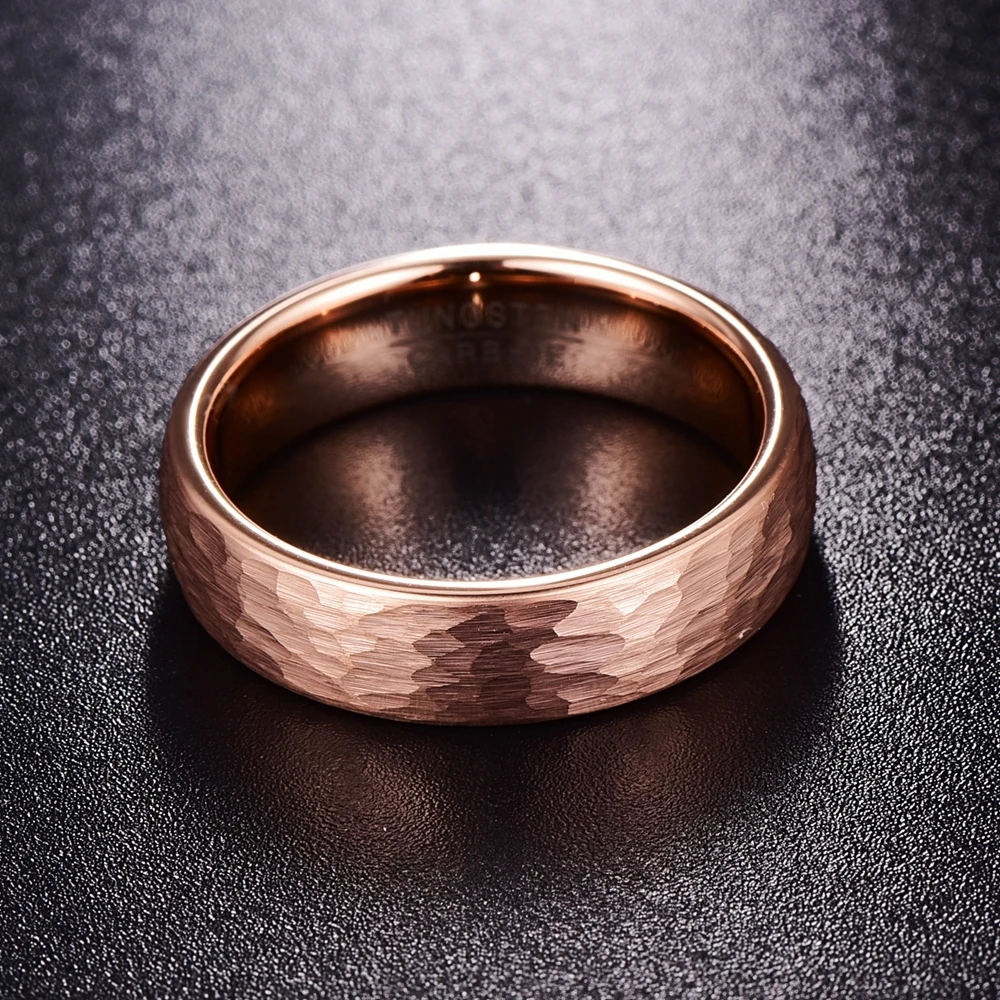 Мужские кольца из карбида вольфрама с фигуркой под розовое золото шириной 6