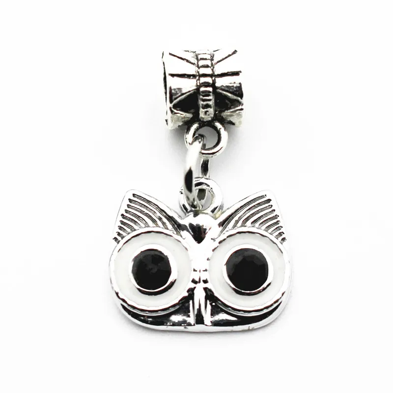 

New novelty 50pcs/lot silver crystal owl pendant Metal lobster clasp Dangle Charms Fit DIY Necklace Bracelet Jewelry