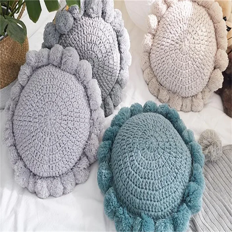 Круглая Вязаная подушка в японском стиле с шариками внутренним украшением