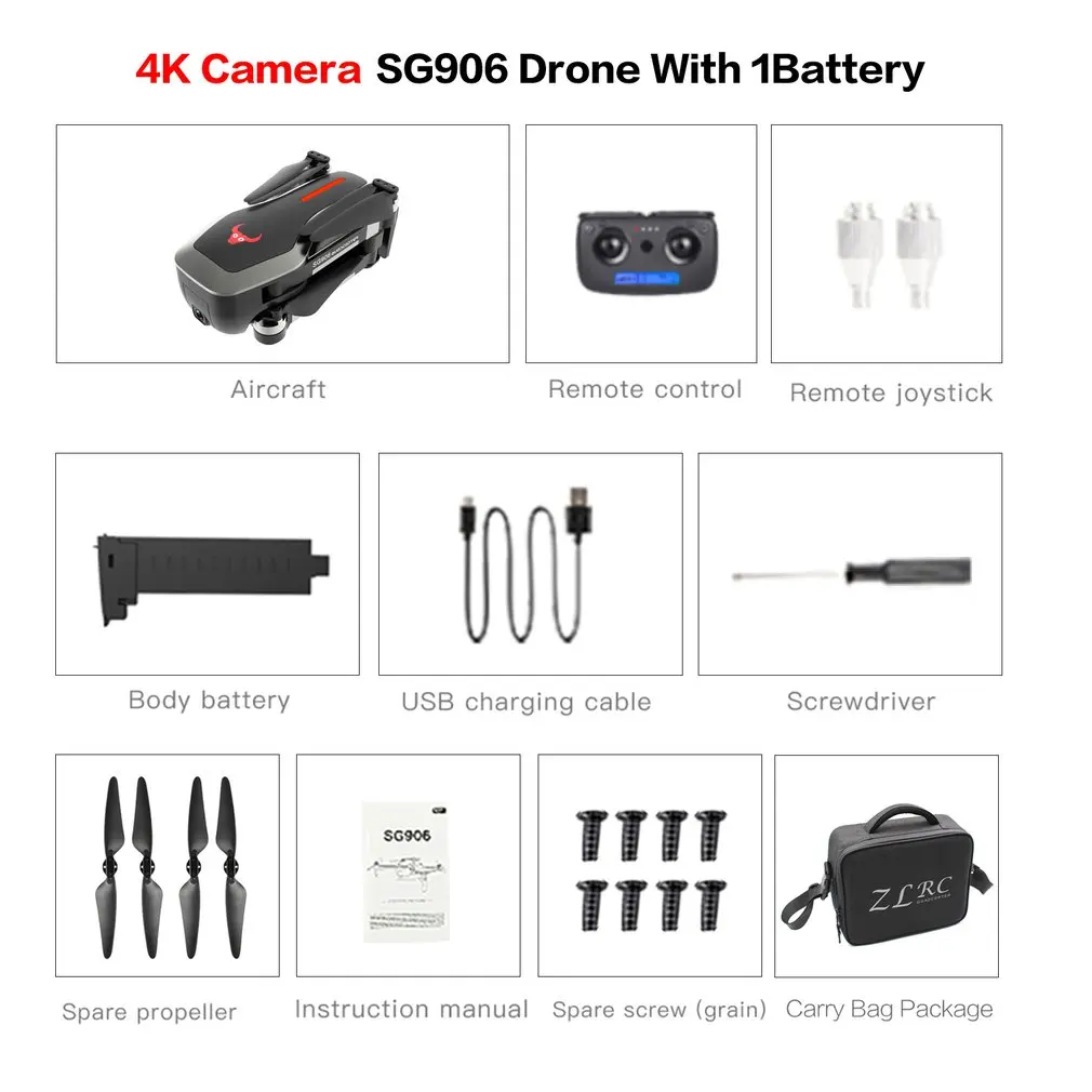4K 1BAT bag B SG906 gps 5G wifi FPV RC Дрон 4 K бесщеточный селфи Дроны с камерой HD RC Квадрокоптер складной Дрон VS Visuo XS816 F11 Дрон - Цвет: 4K 1BAT bag B