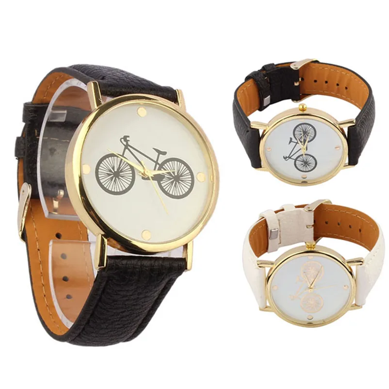 Часы унисекс 2018 Модные женские мужские часы с велосипедным узором золотой