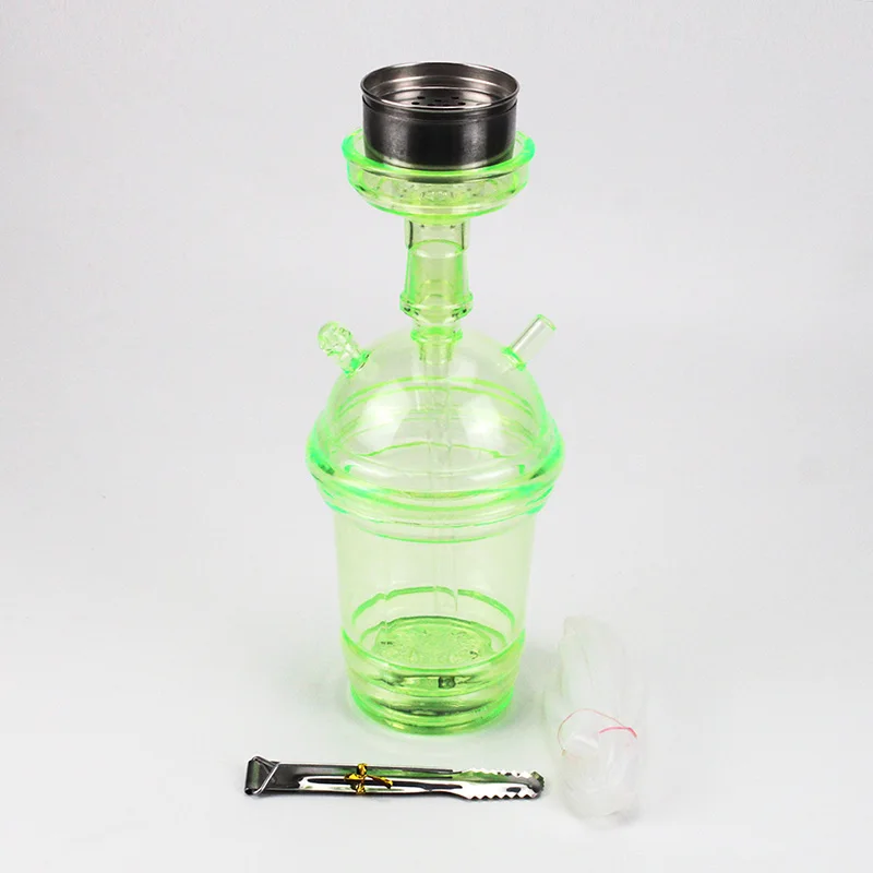 Green Путешествия кальян с светодиодный свет Sheesha металлическая чаша держатель для угля наргуил чаша для кальяна маленький портативный кальян набор - Цвет: Green