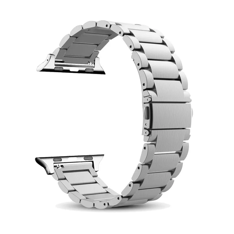 Silver Ремешок для спортивных часов для наручных часов Apple Watch 38 мм, 42 мм, Нержавеющая сталь металлический ремешок для наручных часов iwatch серии 4/3/на возраст 2, 4, 40 мм 44 мм адаптер для браслета инструмент - Band Color: Silver