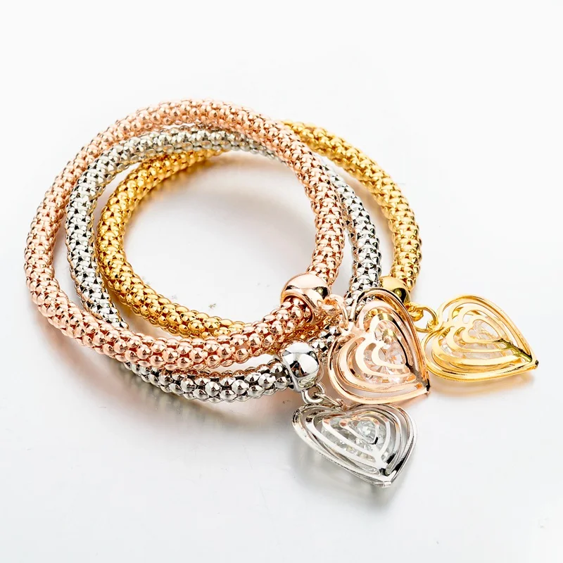 LongWay винтажные подвески в форме сердца хрустальные браслеты бренд Love эластичные
