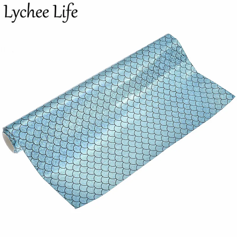 Lychee Life блестящая ткань из искусственной кожи ручной работы красочная голографическая А4 ткань современная домашняя одежда Текстиль Швейные аксессуары