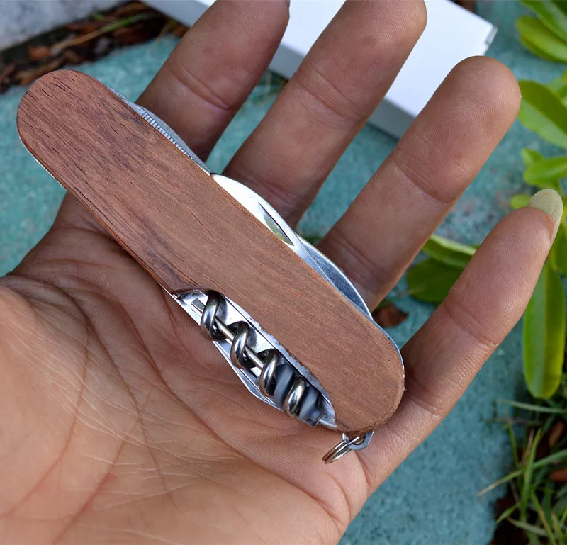 Швейцарский нож с деревянной ручкой походный Армейский Складной для выживания