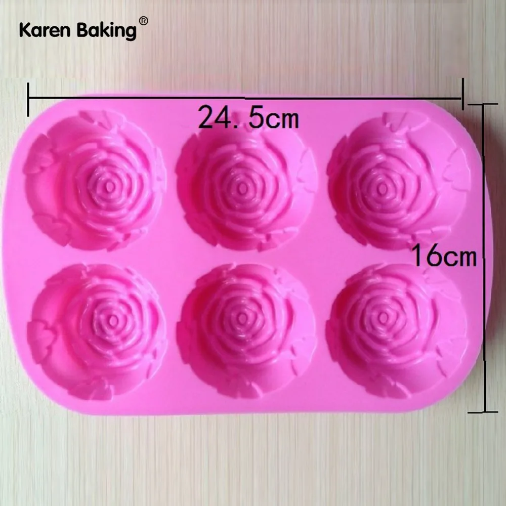Силиконовая форма для выпечки пирогов с розами маффином карамельного цвета