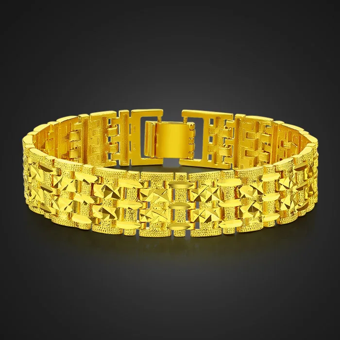 Мужской классический модный браслет золотого цвета хип хоп Рок 15 мм 8 дюймов