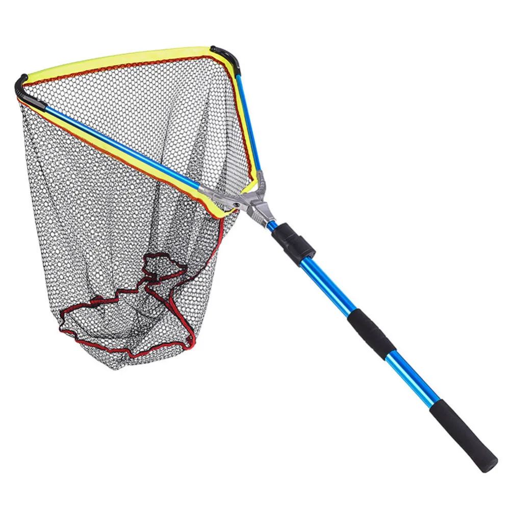 

Folding Fishing Landing Net Fish Net Cast Carp Rubber Coated Net Network with Extending Telescoping Pole Handle