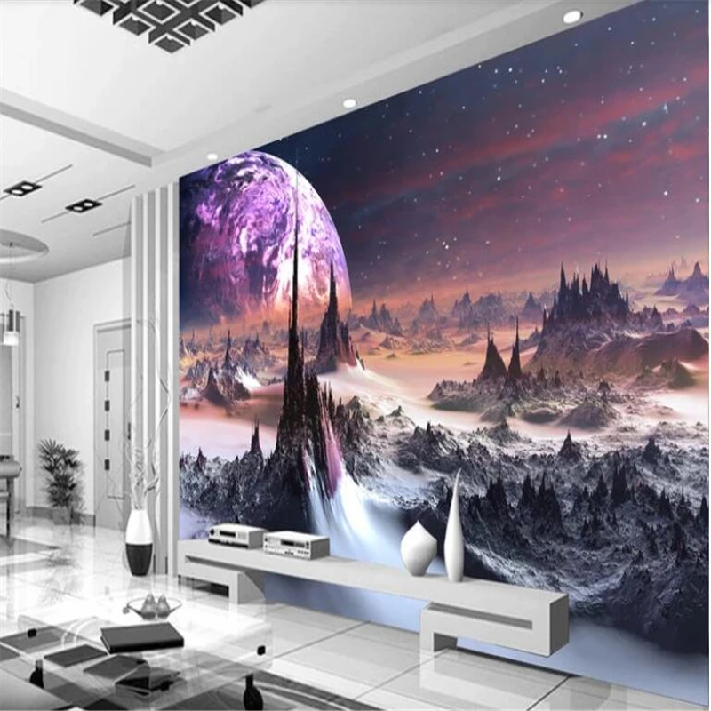 Обои для домашнего декора винило pared Custom Fashion Fantasy Universe звездное небо|Обои| |