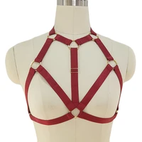 red gold ring pole dance harness belt sexy gothic rave cage bra bralette body harness lingerie women fetish bondage bra