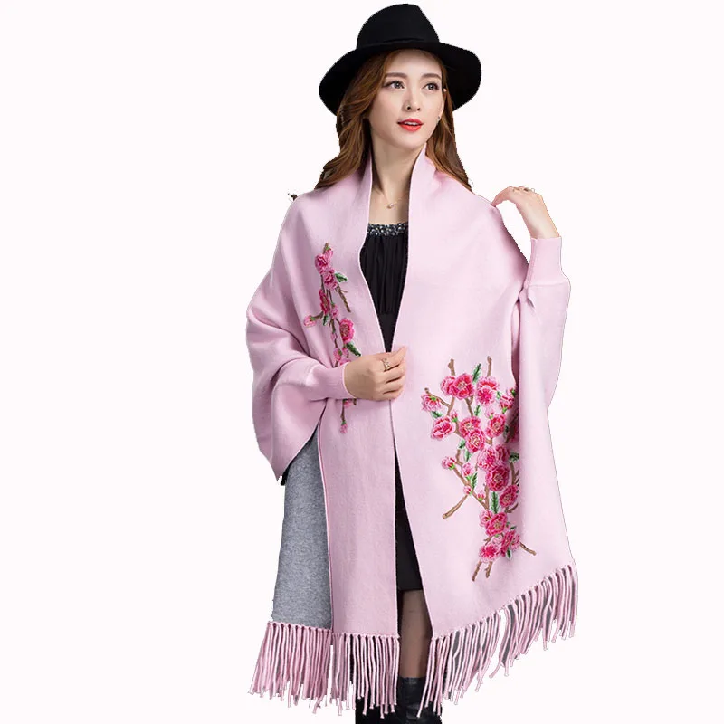 Новый дизайн женское кашемировое пончо с рукавом летучая мышь |